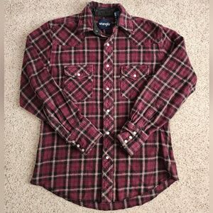Wrangler Burgundy Plaid Button Down
